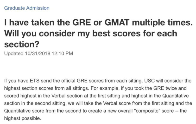 南加州大学也开始接受GRE拼分 南加州大学也开始接受GRE拼分