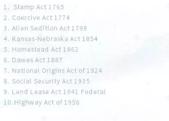 最重要的十个法案 最重要的十个法案