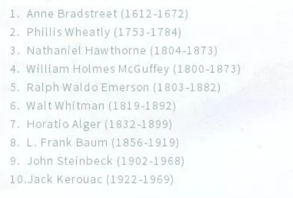 最重要的十个作家 最重要的十个作家