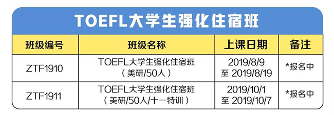 TOEFL大学生强化住宿班 TOEFL大学生强化住宿班