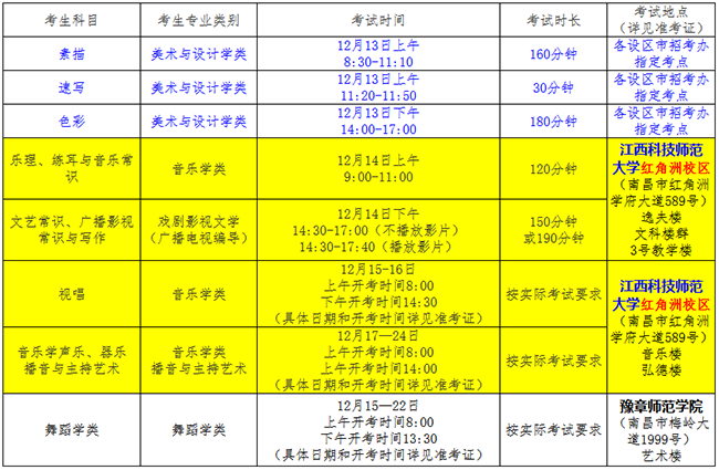 考试安排 考试安排