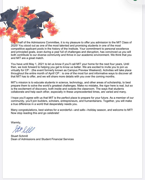 MIT录取通知 MIT录取通知