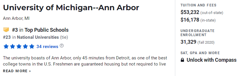 美国公立大学排名